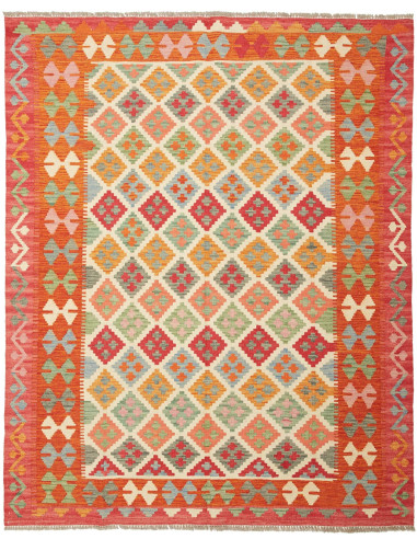 Kilim Pakistan rosso indiano e grano 158x195