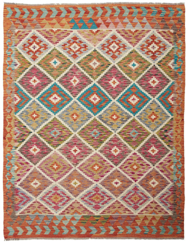 Kilim Pakistan marrone rosato e marrone 149x194