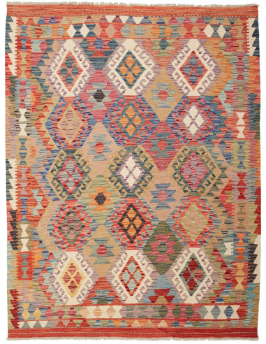 Kilim Pakistan marrone rosato e bianco antico 153x195