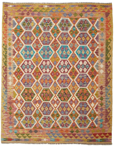 Kilim Pakistan marrone rosato e grigio ardesia scuro 158x197
