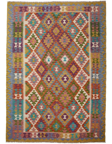 Kilim Pakistan grigio tenue e terra di siena 170x242