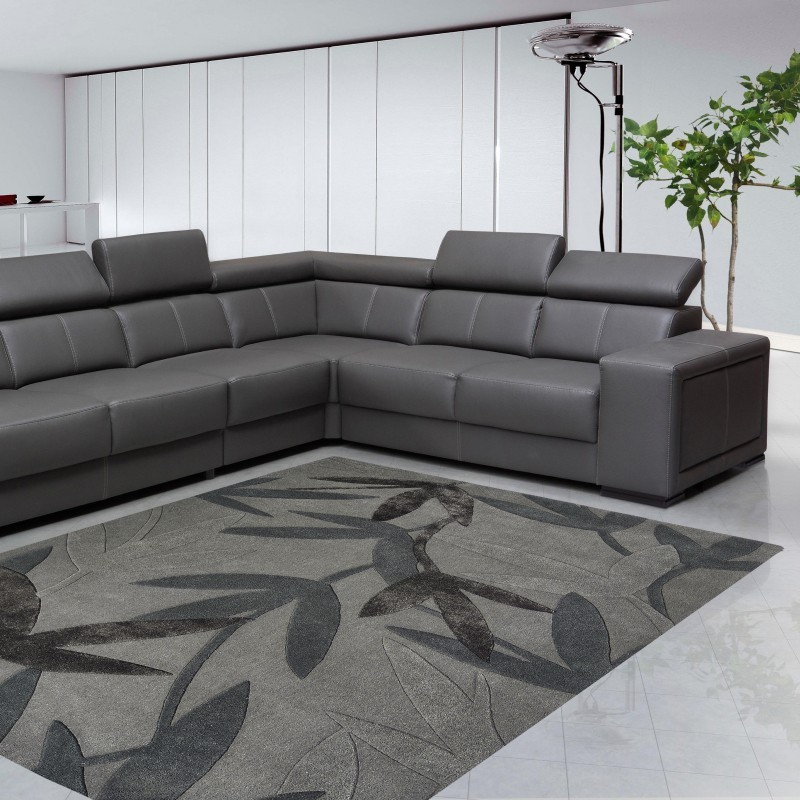 Tappeto moderno Foglie Natalia Pepe (-35%) grey cm.200x300 di SITAP