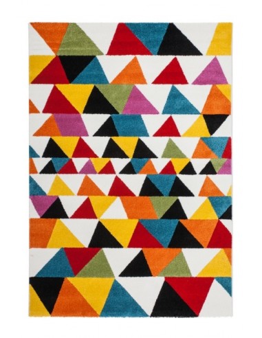 Tappeto moderno geometrico con colori vivaci e design audace.