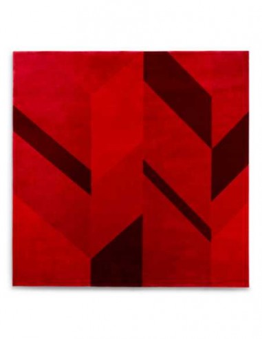 Missoni Home Cluny Rug in Rosso (model T56), 300x300 cm, featuring a bold geometric red pattern with varying textures