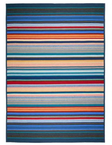 Missoni Rug Cori T150 Blu Multicolor 250x350 cm with vibrant horizontal stripes in various colors