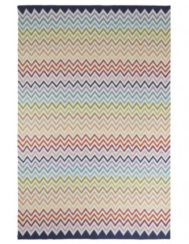 Missoni Watamu T100 rug, 200x300 cm, featuring a vibrant multicolored zigzag pattern suitable for both indoor and outdoor use.