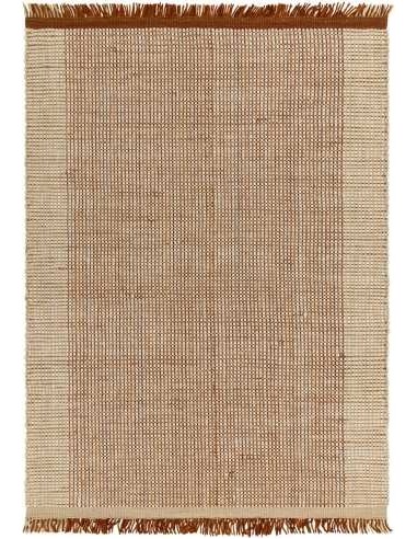 Tappeto Avalon Rust con sfumature di marrone, rosso terroso e arancio bruciato, ideale per interni moderni
