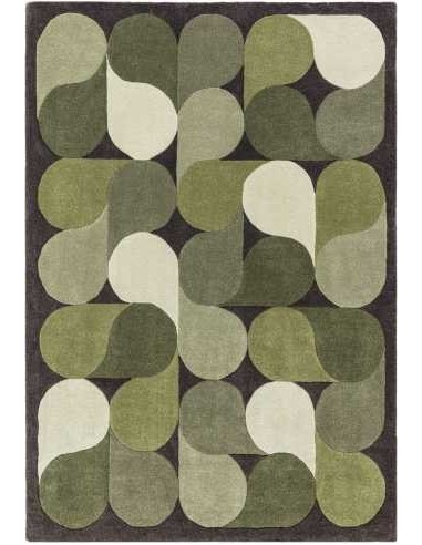 tappeto Romy Jive Green, design moderno, sfumature di verde, blu e bianco, 100% PET, hand tufted, tappeti moderni