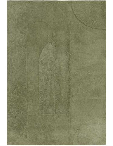 Tappeto moderni Tova Green in poliestere con palette di verdi muschio e bosco, design elegante e versatile