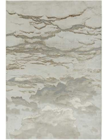 Tappeto Aurora Linea colori grigio, beige e blu tenue, tappeti moderni eleganti e versatili per interni