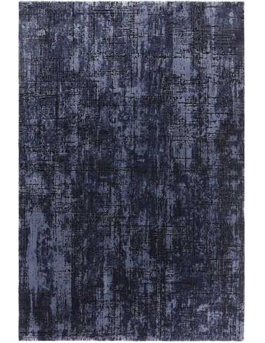 Tappeto moderno Kuza Abstract Navy, design astratto e colori blu navy, bianco e grigio, stile contemporaneo e resistente