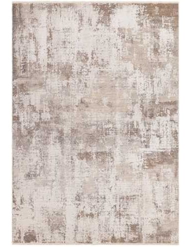 Tappeto moderno Seville Ribera, colori grigio, beige e azzurro, design geometrico raffinato, eleganza e qualità