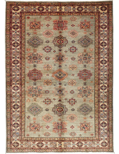 Kazak Fine Pakistan marrone rosato e marrone sella 172x240