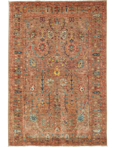Shahi Fine Pakistan rosso indiano e grigio ardesia scuro 124x183