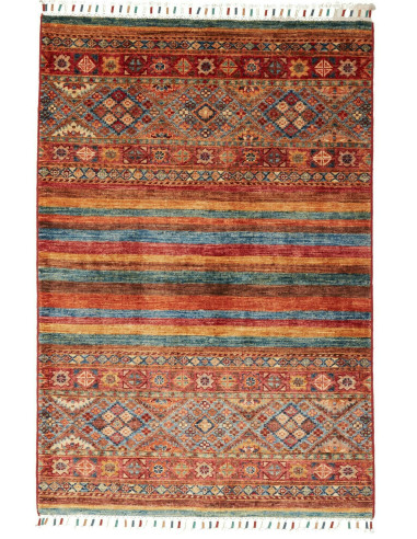 Samarkand Pakistan rosso indiano e grigio ardesia scuro 100x151