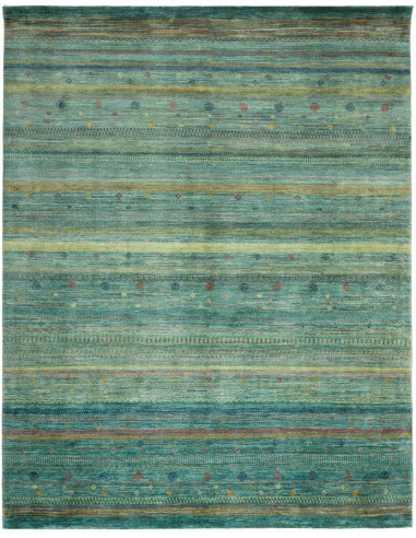 Gabbeh Fine Pakistan grigio e verde mare scuro 242x310