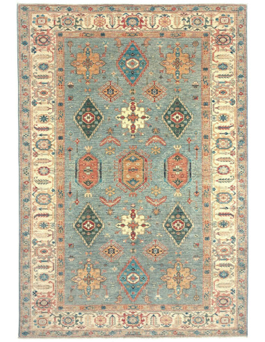 Kazak Fine Pakistan grigio scuro e grigio ardesia scuro 208x303