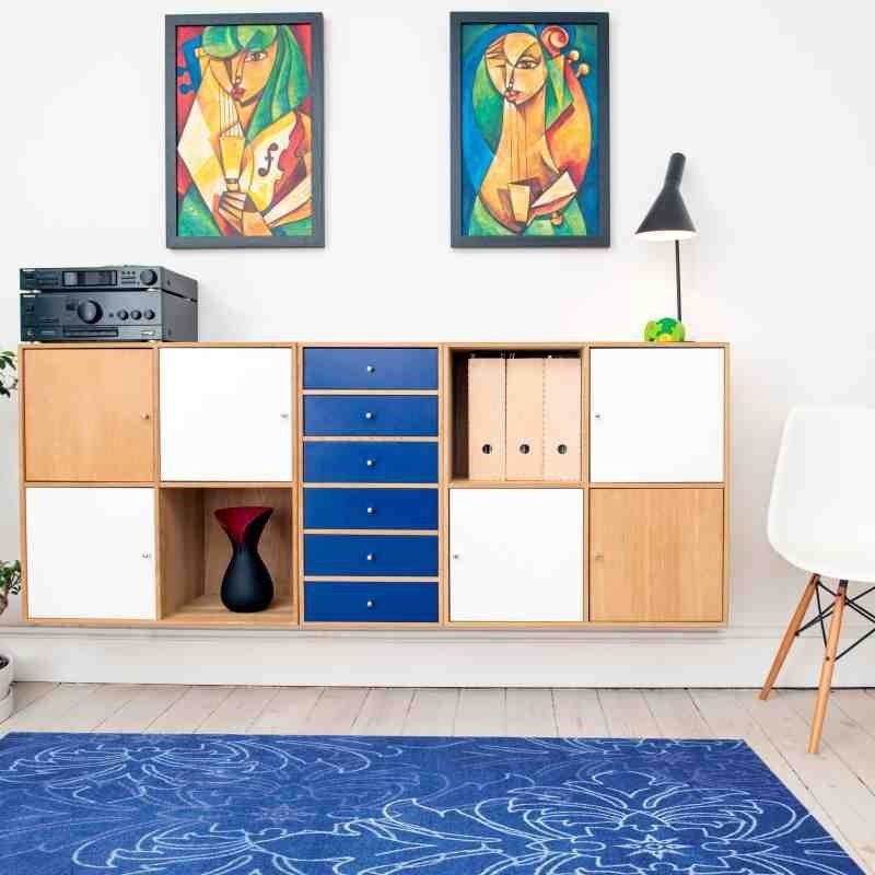 Carpet moderno Wissenbach Exposure blu floreale