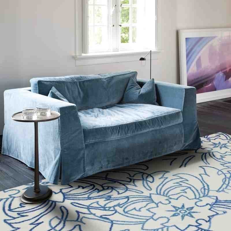 Carpet moderno Wissenbach Exposure crema blu floreale