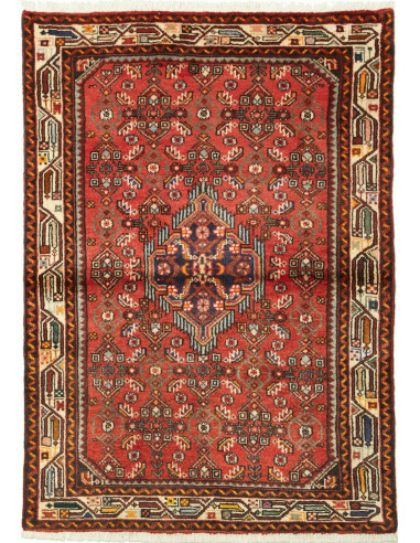 Hamadan Persia marrone sella e rosso indiano 102x140