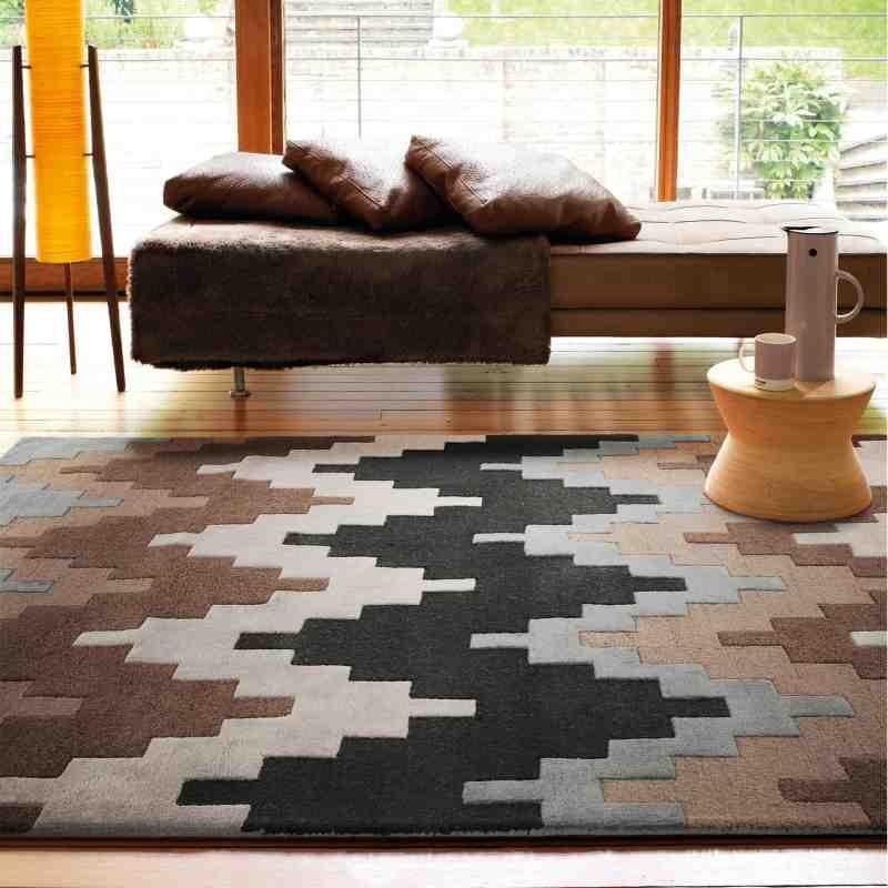 tappeto moderno geometrico Cuzzo Chocolate lana