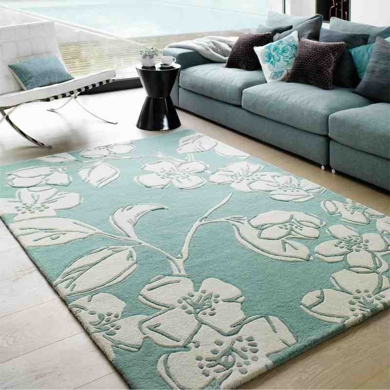 Carpet moderno floreale Devore Blue lana