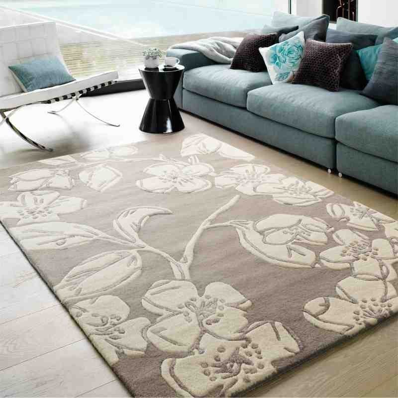 tappeto moderno floreale Devore Taupe lana
