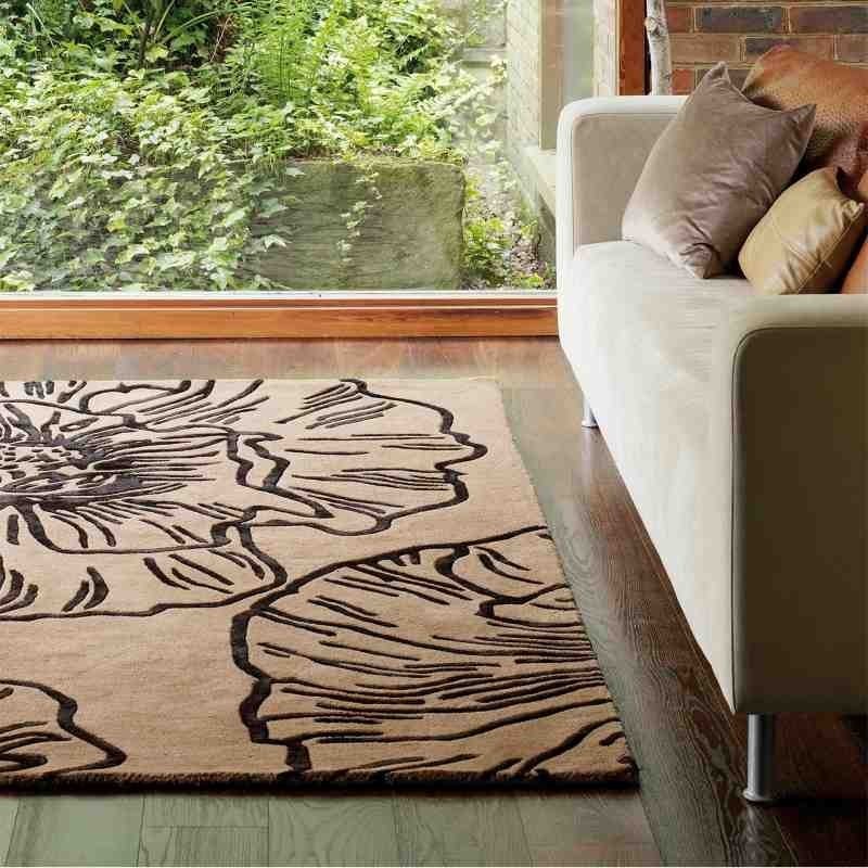 tappeto moderno floreale Liberty Mocha lana