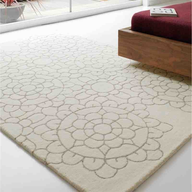tappeto moderno tinta unita Crochet Beige lana