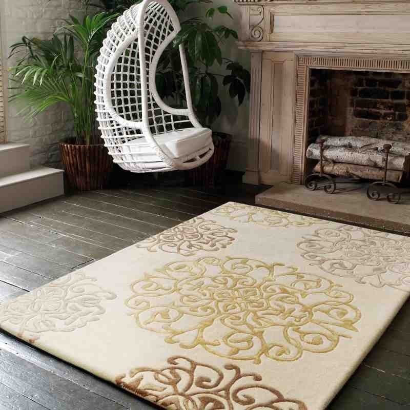 Carpet moderno floreale Tangier Cream  lana