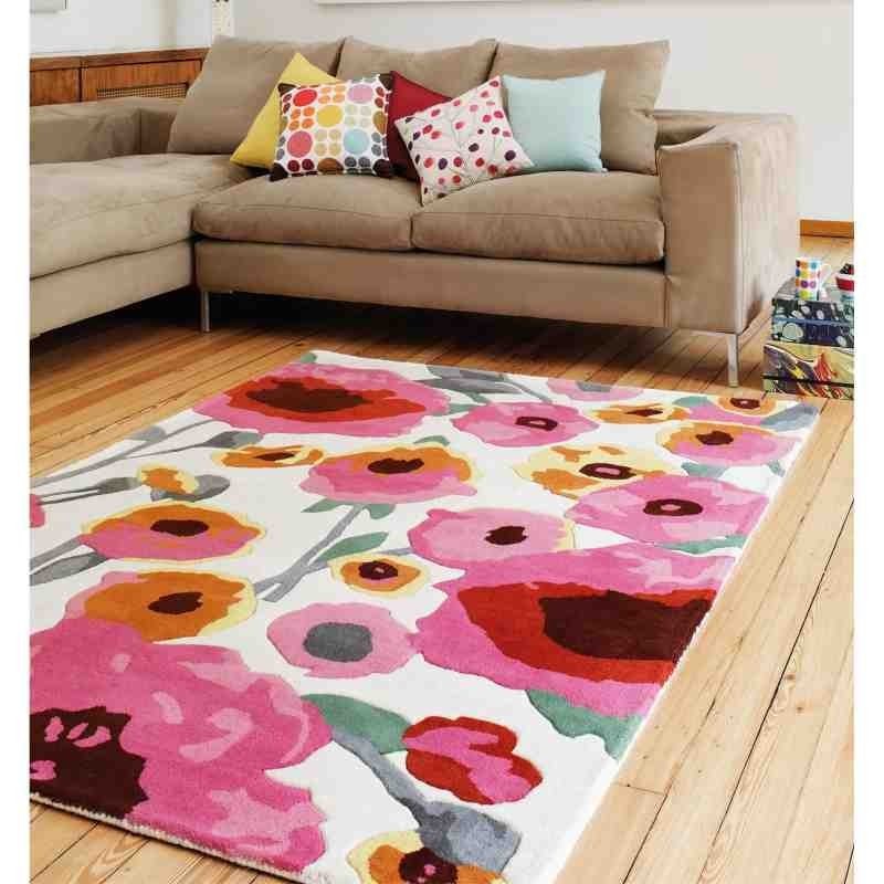 Carpet moderno floreale Calisto White Multi lana