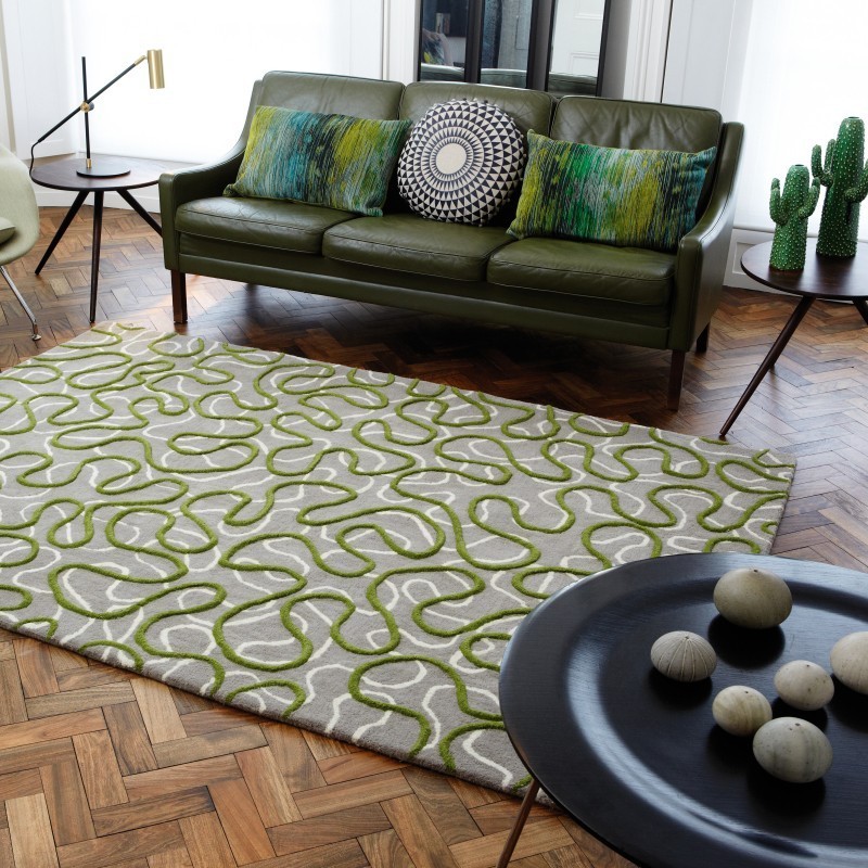 tappeto moderno fantasia Squiggle Green lana