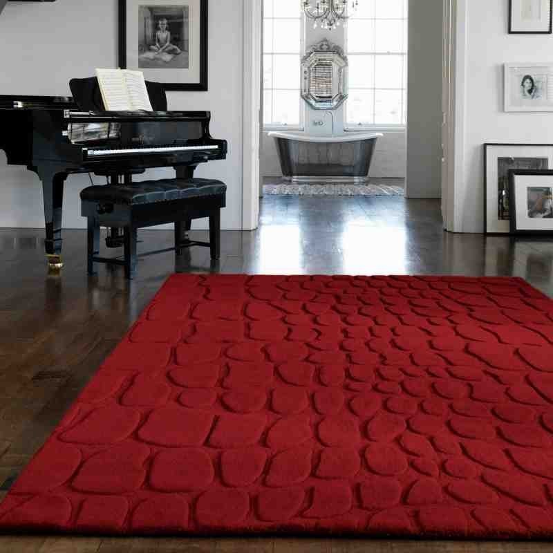 Carpet moderno tinta unita Croc Red lana