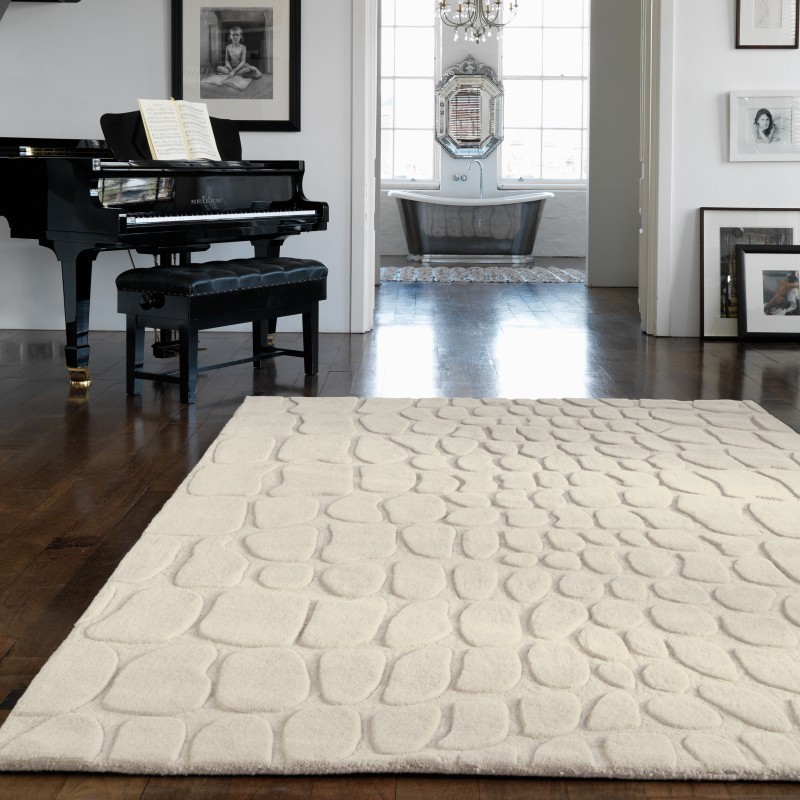 Carpet moderno tinta unita Croc Cream lana