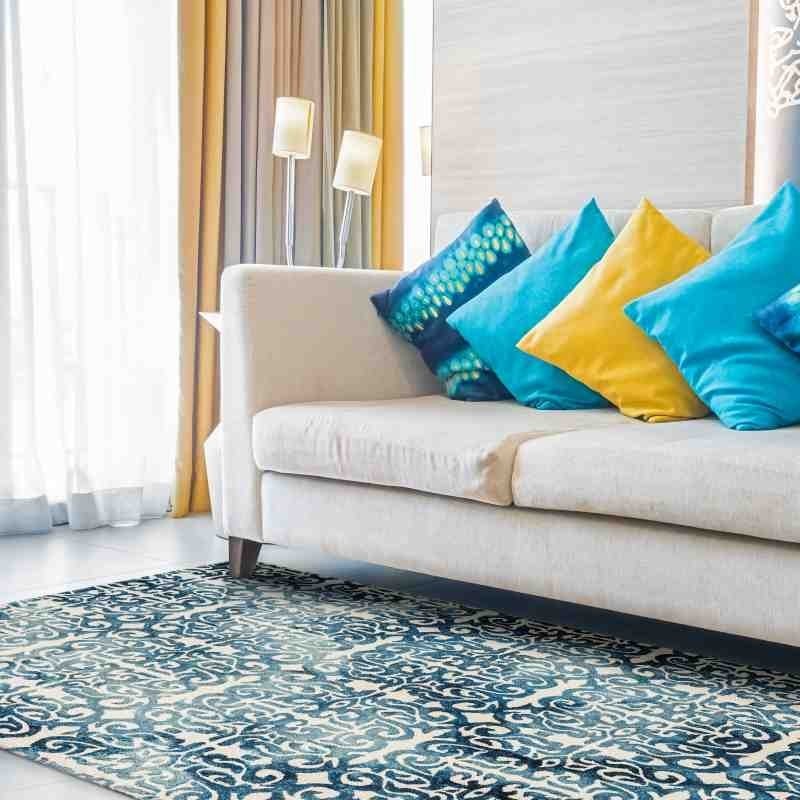 Carpet vintage geometrico Fresco Blue lana