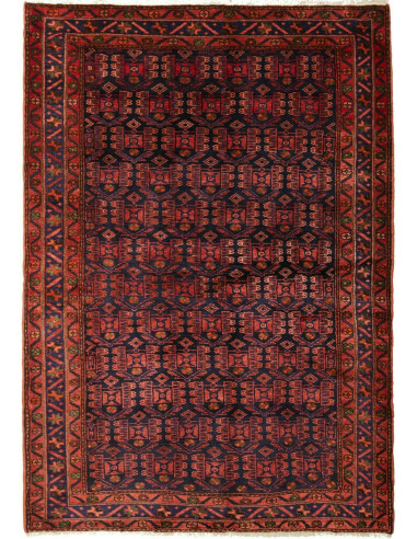 Hamadan Persia grigio ardesia scuro e rosso indiano 140x198