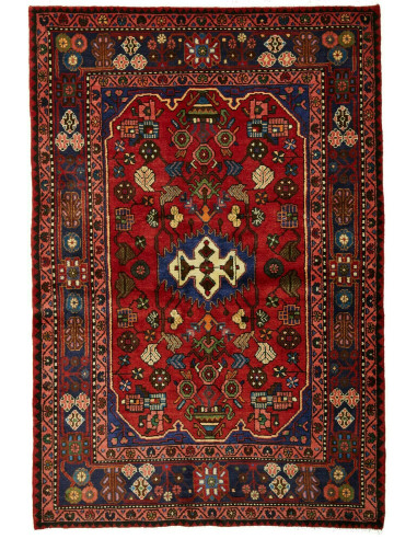 Hamadan Persia grigio ardesia scuro e salmone scuro 136x202