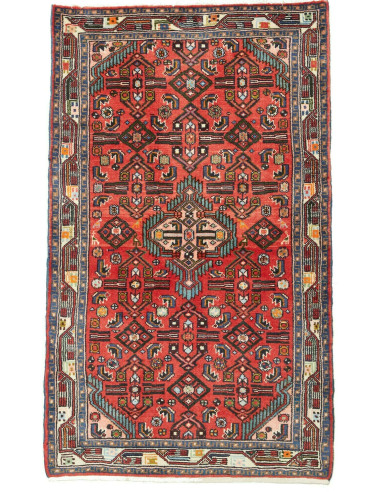Hamadan Persia verde oliva scuro e rosso indiano 80x130