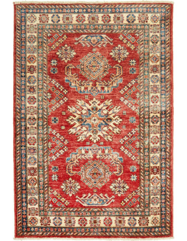 Kazak Fine Pakistan rosso indiano e grano 98x150