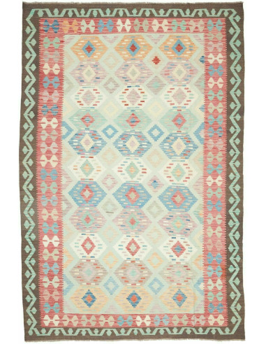 Kilim Pakistan argento e grigio tenue 192x292