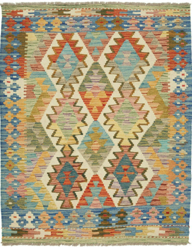 Kilim Pakistan marrone rosato e grigio ardesia scuro 104x134