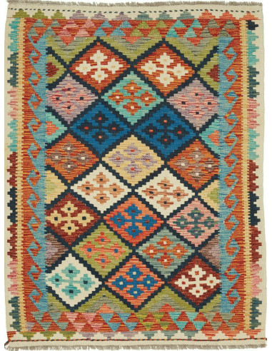 Kilim Pakistan marrone rosato e grigio ardesia scuro 106x141