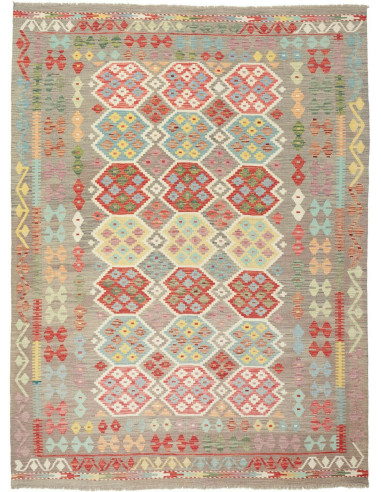 Kilim Pakistan marrone rosato e marrone rosato 184x247