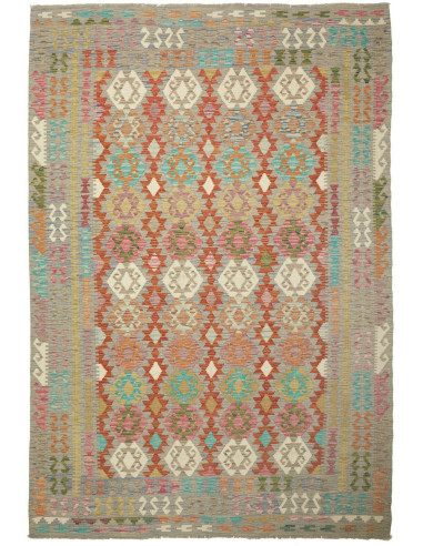 Kilim Pakistan marrone rosato e marrone rosato 203x295