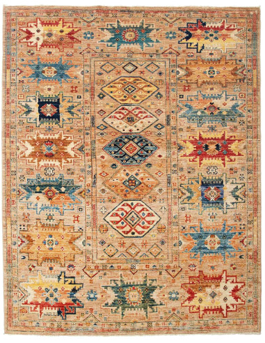 Tribal Pakistan abbronzatura e legno robusto 152x192