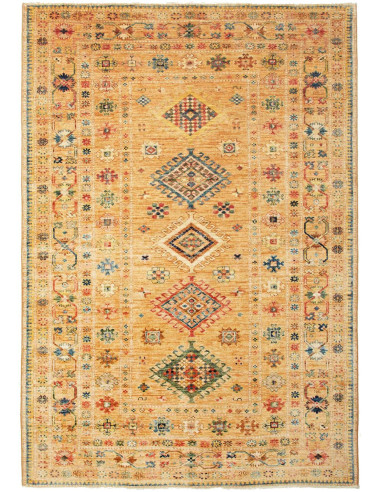 Kazak Fine Pakistan legno robusto e verde oliva scuro 147x214