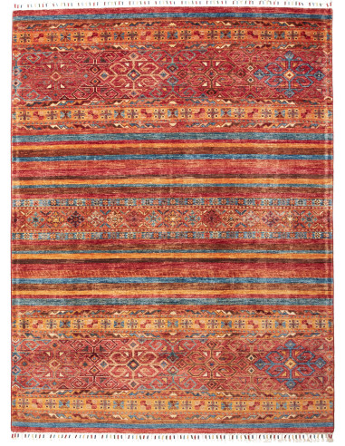 Samarkand Pakistan rosso indiano e grigio ardesia scuro 154x203