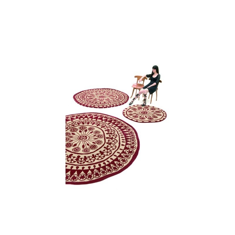 tappeto Rangoli Nanimarquina red and white rotondo