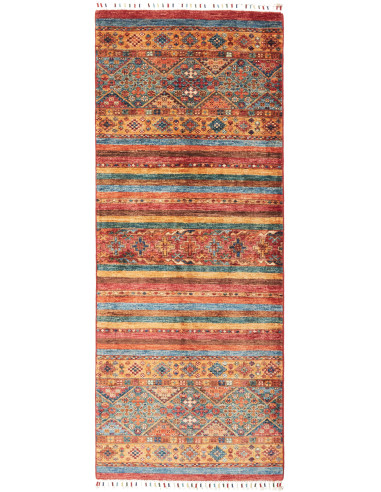 Samarkand Pakistan rosso indiano e grigio chiaro 76x196