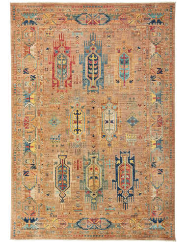 Tribal Pakistan marrone rosato e kaki scuro 166x245